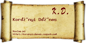 Korányi Dénes névjegykártya